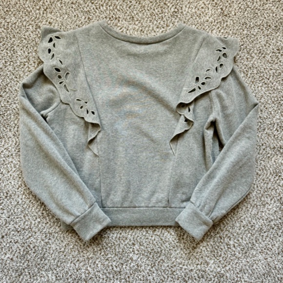 Express Eyelet Ruffled Sweatshirt - Picture 3 of 4